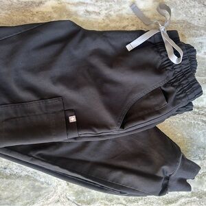 Figs Black high waisted Jogger Pants with Gray Drawstring